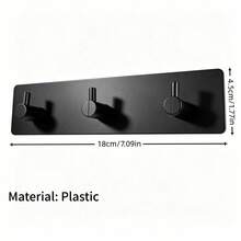 Plastic Material Drill-Free Wall Mounted Key Rack 2/3 Hook Design + Adhesive Fixing Minimalist Black Style Suitable For Entryway/Kitchen/Bathroom Mark-Free Installation Key Storage Organizer - Multicolor - View 12
