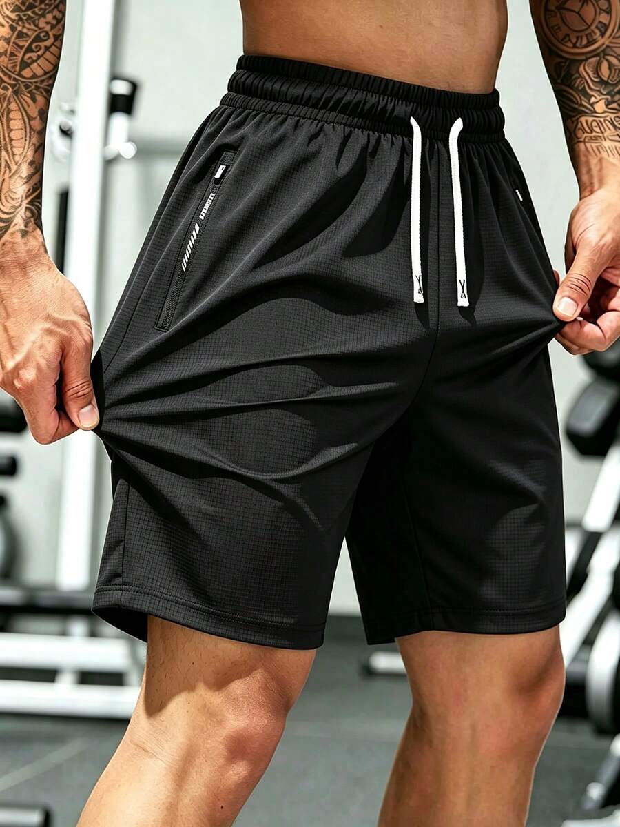 [Men's Shorts]Men's Outdoor Sports Shorts With Drawstring Waist And Multiple Pockets, Comfortable To Wear Black - Black - View 1