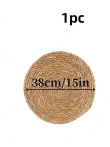 4/6pcs Set Woven Placemats, Round Rattan Placemats, Natural Handmade Water Hyacinth Placemats, Farmhouse Style Woven Placemats, Country Style Woven Willow Table Mats, Suitable For Dining Table, Home, Wedding - Primary Color - View 11