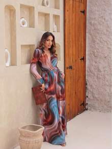 Long-Sleeve Micro Tulle Jumpsuit - Rosa coral - Ver 3