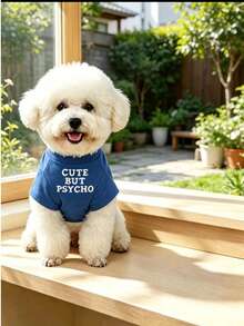 1 buah Kaos Leher Bulat Motif Huruf Biru, Cocok untuk Kucing dan Anjing Kecil. Sangat cocok untuk dipakai di rumah atau saat bepergian di musim apa pun. - Biru - View 4