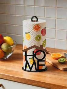 Creative HOME Letter Vertical Paper Towel Holder, Wooden Roll Paper Rack, Universal Home Kitchen Dining Table Living Room No-Drill Desktop Tissue Storage Rack, Nordic Luxury Desktop Decor Ornament - Multicolor - View 4