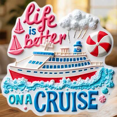 Life Is Better On A Cruise Red Ship Pink Sails And The Freedom Of The Open Sea Magnet Where The Horizon Whispers Endless Possibilities Keepsake For All Metal Surfaces Throughout The Home