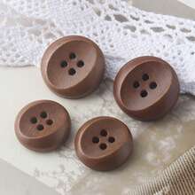 10 PCS 11-17mm Vintage Natural Brown Oval Pattern 4-Hole Wooden Buttons, Suitable For Shirts, Cardigans, Sweaters, Blazers, Coats, Versatile Wooden Decorative Buttons - Rounded Oval - View 2