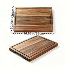 Large Heavy-Duty Acacia Wood Cheese Board/Cutting Board With Juice Groove And Non-Slip Feet - Suitable For Kitchen, BBQ, Serving Tray, Large Cutting Board For Meat, Vegetables And Fruit, Polished For Extra Durability - View 11