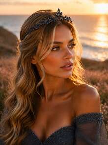 KOVLYNE 1pc Luxury Crystal Crown, Gold Rhinestone Bridal Headband, Elegant Sparkling Crown Hair Accessory, Suitable For Wedding, Graduation Prom And Party - Multicolor - View 12