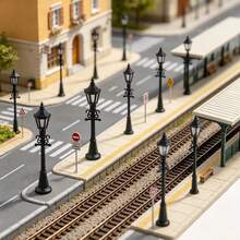 12cm/4.72in Mini Vintage Street Lamp Model, HO Scale Train Railway Layout Street Lamp Accessory, Miniature Vintage Lamp Post Scene Decoration, Suitable For Railway Scene Micro Landscape DIY Handmade Hobby Supplies - A - View 7