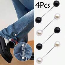 2/4/6Pcs T-Shirt Shortening Tool Invisible Waist Cincher Hem Tightener Adjustable Buckle Round Bead Pin No-Sew Knot Button - Multicolor - View 19