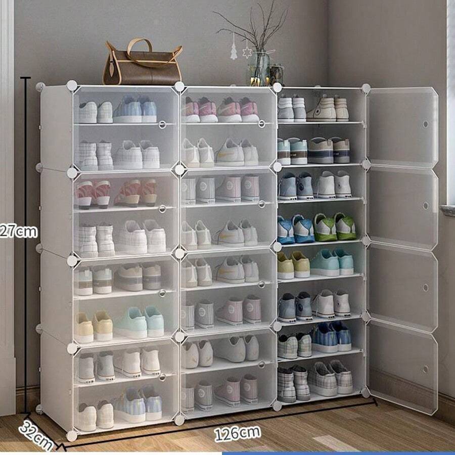 Plastic Shoe Organizer Boxes - Multipurpose, Waterproof, Stackable Storage With Flip Top Closure - Dustproof Transparent Shoe Rack For Home Use