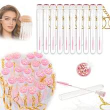 SRCKFIZ 10pcs/Set Disposable Diamond Mascara Wands With Keychain Case, Suitable For Eyelash Extension, Makeup Tools, Women/Girls - Multicolor - View 8
