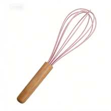 1pc Wooden Handle Silicone Kitchen Utensil, Cooking Whisk Tool, Heat-Resistant Food Mixer Accessory, Kitchen Tool; Whisk, Kitchen Accessory, Kitchen, Tableware Set - Multicolor - View 13