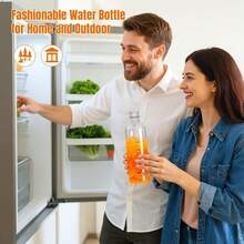 Clear Water Bottle With Time Stamp, Water Tracker, Tracking Bottle Features Silicone Screw Cap And Slim Shape, Suitable For Office, Gym, Cafe, Juicing And Commuting. - Clear - View 4