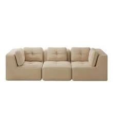3 Seat Beige Modular Sofa - Corduroy Comfort Sofa - 米色 3 人座 - 查看 7