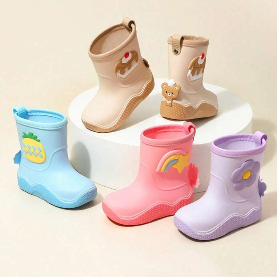 Unisex Kids Fashion Trim Rain Boots - Purple - View 1