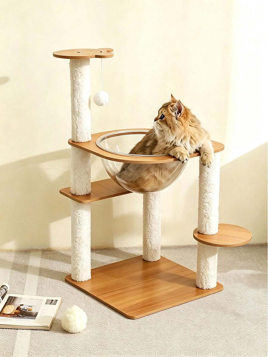 Space Capsule Multi-Layer Compact Cat Tree, With Sisal Scratching Posts, Soft Resting Platform And Private Nap Space, Sturdy And Durable Daily Play Furniture, Suitable For Indoor Kittens, Medium And Large Adult Cats - Multicolor - View 1