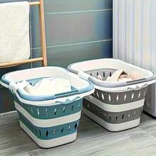 1pc Foldable Large Capacity Laundry Basket, Waterproof Laundry Storage Bin, Collapsible Dirty Clothes Hamper With Carry Handles, Portable Space Saving Organizer For Dorm Bedroom Bathroom, Heavy Duty Easy Clean Multipurpose Daily Use - Multicolor - View 3