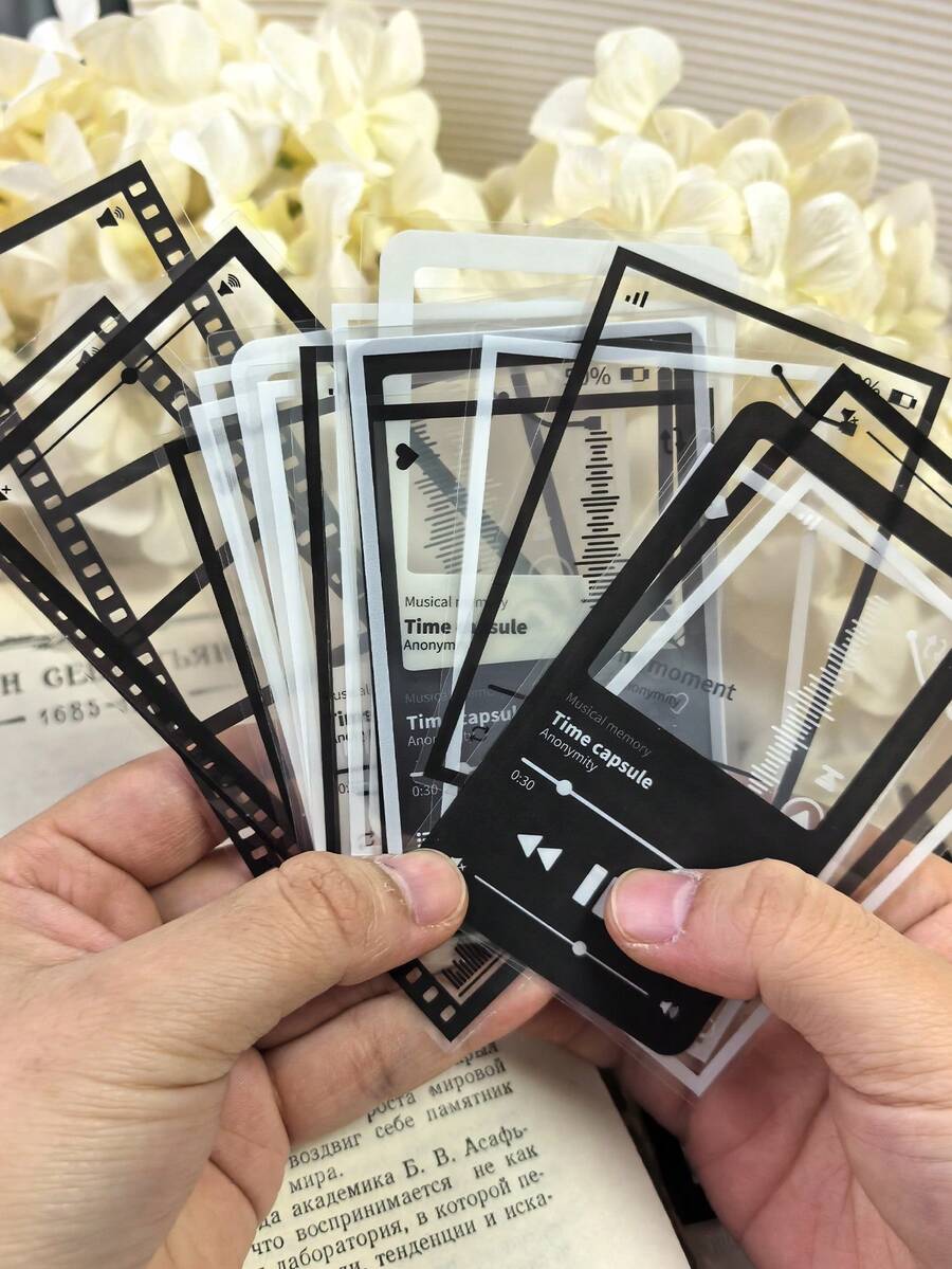 1 Pack 20pcs Black & White Music Film PET Stickers For Scrapbooking, Journaling, Collage - DT1742 - View 1