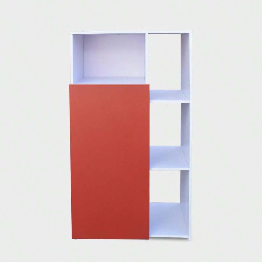 Mueble Alacena Despensero Organizador Multiusos Melamina de Alta Resistencia, con Puerta, Estantes y Repisas (Blanco Rojo) - blanco rojo - Ver 1