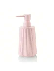 1pc Striped Pink Liquid Soap Dispenser, Modern Round Plastic Bottle, Suitable For Bathroom Hand Soap And Kitchen Dish Soap, Home Bathroom Decor, Autumn Decor, Back To School - A - View 5