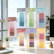 200pcs/Set Thickened Upgraded PET Material Index Sticky Notes, With Built-In Ruler, European Vintage Gradient Color Index Labels, Classification Labels, Suitable For Office Use, Book Annotation, File Indexing, Strong Adhesion And Not Easy To Fall Off, Office Daily Supplies, Student Marking Supplies, Book Page Dividers, Back To School Season Recommended, Back To School Season Recommended - one-size - View 1
