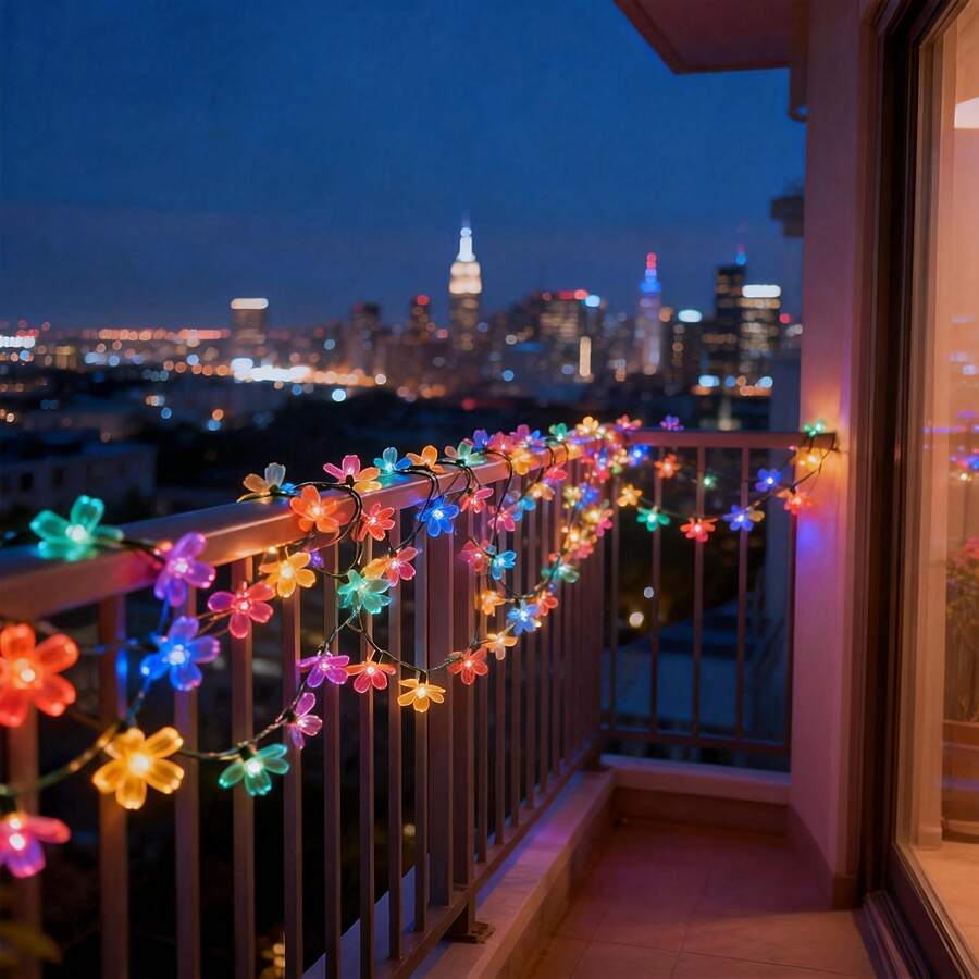 Solar Powered Cherry Blossom String Lights, Multiple Lighting Modes, Perfect For Decorating Garden Patio, Deck Fence, Adding Charm To Garden Furniture And Holiday Party Decorations