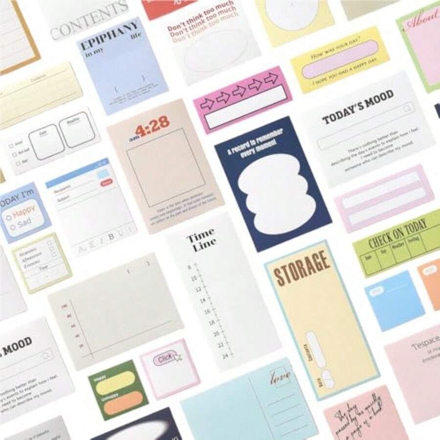 モノライク 今日の記録シールパック 102枚 Today's Record Sticker Pack - バラエティパック 日記 スクラップブック 防水 ファンシーステッカー - 本日の記録 - チェックする 1