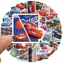 Monogram 50 Buah Stiker Vinyl Tahan Air Berlisensi Disney Cars 2 Desain McQueen Storm untuk Botol, Laptop, Mobil, Ponsel, Hadiah Ulang Tahun - Aneka warna 1 - View 2
