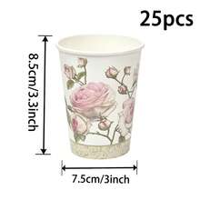 10/25/50pcs Paper Cups, Coffee Cups, Glass Cups, Drinking Cups, Rose Print Paper Cups, Bachelorette Party Paper Cups, Party Paper Cups, Wedding Paper Cups - Multicolor - View 9