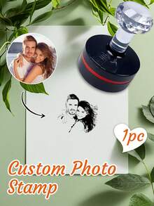 LICVIC 1/2pcs Customized Photo Round Stamp, Personalized Portrait Stamp, Customized Photo/Face Wooden Rubber Stamp, Personalized Image Stamp, DIY Customized Stamp, Personalized Wedding Stamp, Personalized Anniversary Stamp, 2 Sizes: 3.8cm/1.49in/4.2cm/1.65in - Style a - View 1