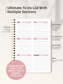 1pc Undated Weekly Planner, Thick Smooth Writing Paper Notebook, Multi-Functional Stationery Essential, Suitable For Work Schedule, Student Study Timetable, Daily Task Management, Goal Tracking, Life Planning, Fitness Plan, Long-Term Goal Setting, Learning Supplies, Office Supplies, Home Affairs Planning Notebook, Suitable For Back To School Season, Back To School Season, Teacher's Day Gift - Multiple Styles - View 10