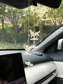 Flower Car Hanging Ornament, Creative Acrylic Material Colorful Transparent Flower Car Interior Hanging Decor, Rearview Mirror Pendant, Car Decoration - A - View 2