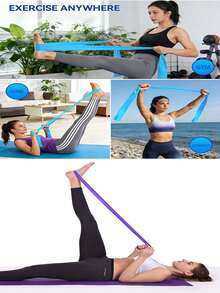 3pcs/1pc Multicolor Latex Fitness Resistance Bands, Elastic Yoga Stretching Straps, Suitable For Leg, Hip, Arm Shaping, Portable Home Gym Workout Sports Bands - Multicolor - View 8