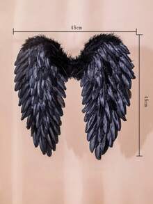 1pc White Fairy Wings With Faux Feathers, Proposal Scene, Wedding, Party, Cosplay Costume Accessory - Multicolor - View 2