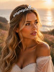 KOVLYNE 1pc Luxury Crystal Crown, Gold Rhinestone Bridal Headband, Elegant Sparkling Crown Hair Accessory, Suitable For Wedding, Graduation Prom And Party - Multicolor - View 10