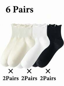 1/3/6 Pairs Rolled Edge Thin Socks, Cute & Fashionable Women's Rolled Edge Socks, Suitable For Spring And Autumn - Multicolor - View 5
