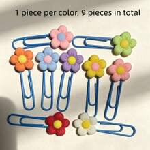 1/3/9/30Pcs Flower Paper Clips Bookmarks, Metal Bookmarks, Cherry Blossom Paper Clips, Document Storage Clips, Photo Album Decoration, Classroom Test Paper Storage, Multiple Color Options - Flower Paper Clips - View 16