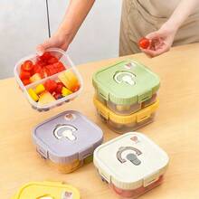 Bento Box Adult, Microwave PP Lunch Boxes, Leakproof Divided Salad Container For Lunch, Small Lunch Containers With Lids, Compartment Fruit Containers For Lunch Box, Flat Mini Lunch Box For School Student - Multicolor - View 7