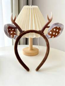 1pc Women's Cute Deer Horn Polka Dot Ear Decor Headband, Party Hair Accessory - Multicolor - View 5
