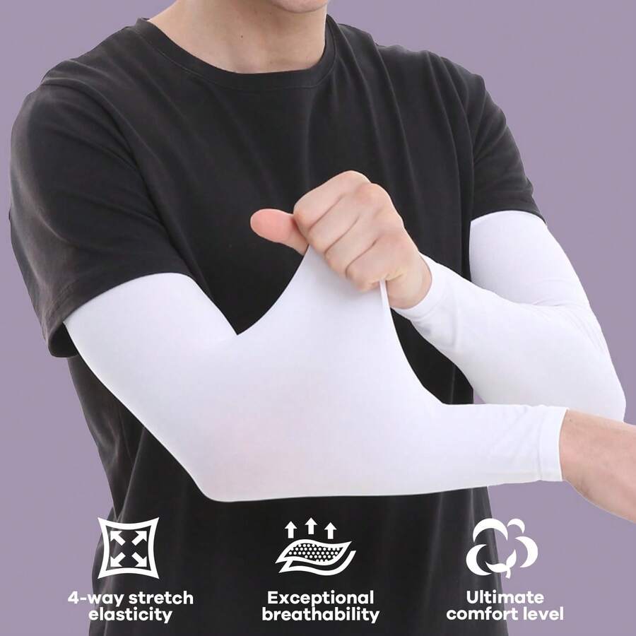 Soft Arm Sleeves, UV Protection Sun Protection Cooling Compression Arm Covers, Suitable For Outdoor Work, Sports, Men And Women - 2-pack - View 1