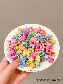 100pcs Children's Colorful Star & Flower Hair Clips, New Style Side Bangs & Small Hair Accessories Hairpins, Daily Use, OPP Bag Packed - Multicolor - View 8