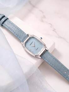 1pc Women's Small Square Watch, Vintage Minimalist Fashion Versatile Quartz Wristwatch, Commuter Versatile Women's Watch - Blue - View 4