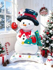 1pc Christmas Snowman Foil Balloon, Large Standing Christmas Winter Holiday Party Decoration, New Year Celebration Foil Balloon, Photo Backdrop Prop, Indoor Outdoor Home Window Christmas Decor - Snowman - View 8
