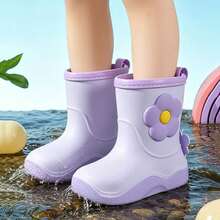 Unisex Kids Fashion Trim Rain Boots - Purple - View 6
