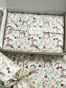 10pcs Christmas Deer Pattern Handmade Paper, Christmas Lights, Rabbit, Christmas Hat, Pine Cone - 20 Inch * 14 Inch, Handmade Wrapping Paper, Easy To Protect Items, Gift Box Filler, Party Decoration - Christmas Style Design, Durable Packaging, Holiday Gift Wrapping, Holiday Decoration - A - View 2