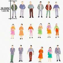 20pcs 1:50, 1:75 Scale Colorful Miniature Figures - Made Of ABS Plastic, Typical Figures For Landscape, Railway, Architectural Models And Miniature Theater - Multicolor - View 2