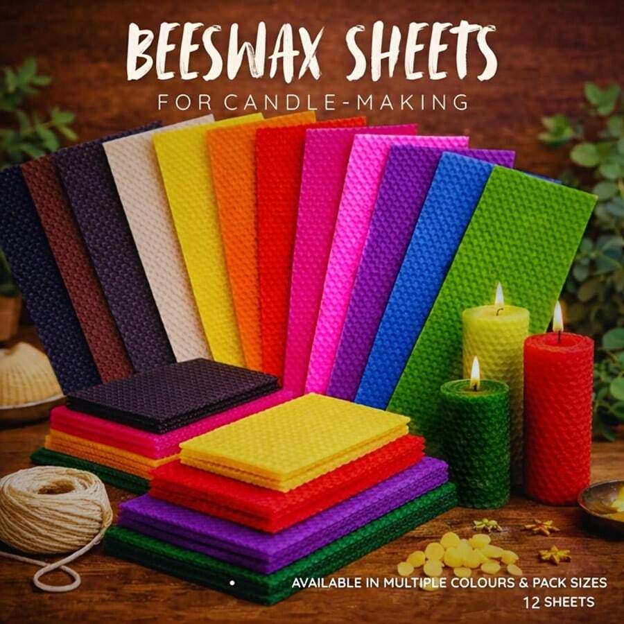 Set 12 Lembar Lilin Lebah Berwarna-warni, 12 Warna Bahan Pembuatan Lilin DIY Buatan Tangan, Bahan Baku Lilin Aromaterapi Buatan Sendiri - Tablet lilin lebah 12 warna - View 1