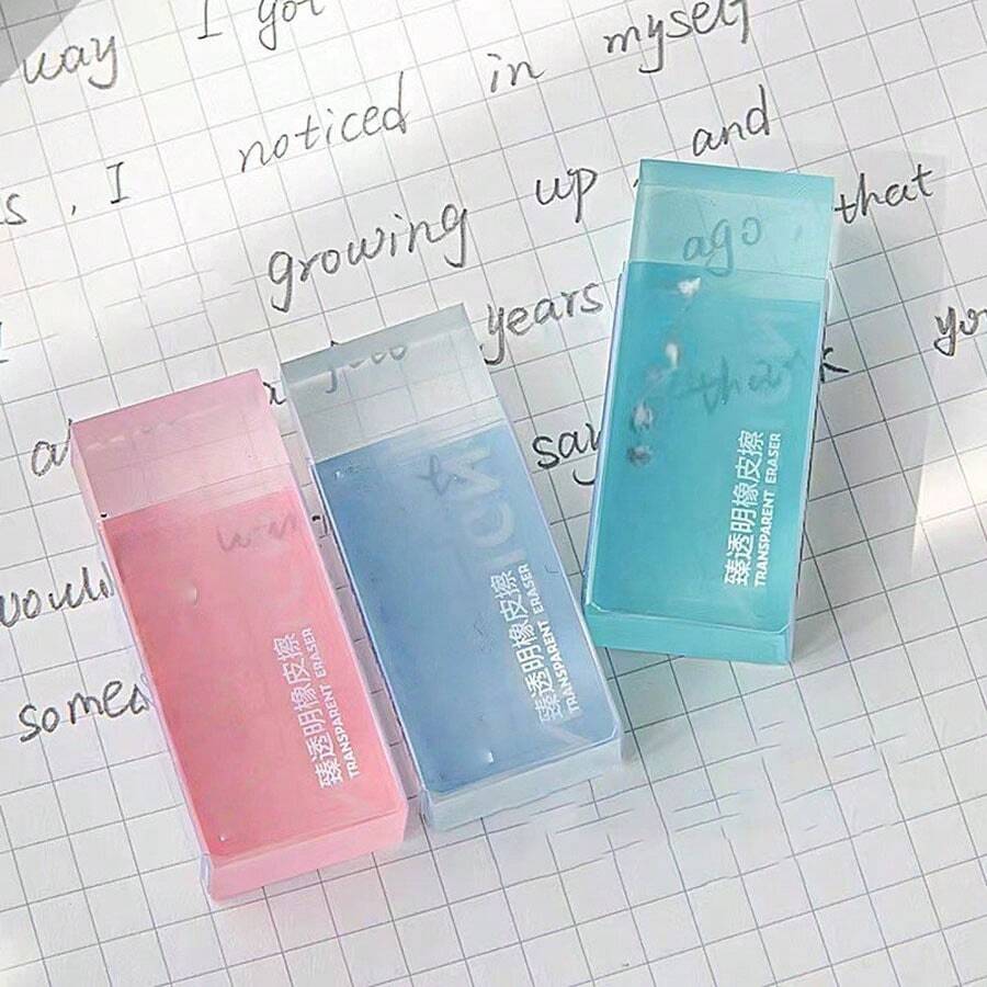 Cute Transparent Eraser - Durable Synthetic Rubber Rectangular Eraser | Back To School Supplies And Holiday Gifts Back To School Halloween Student Essentials Learning Essentials - Multicolor - View 1