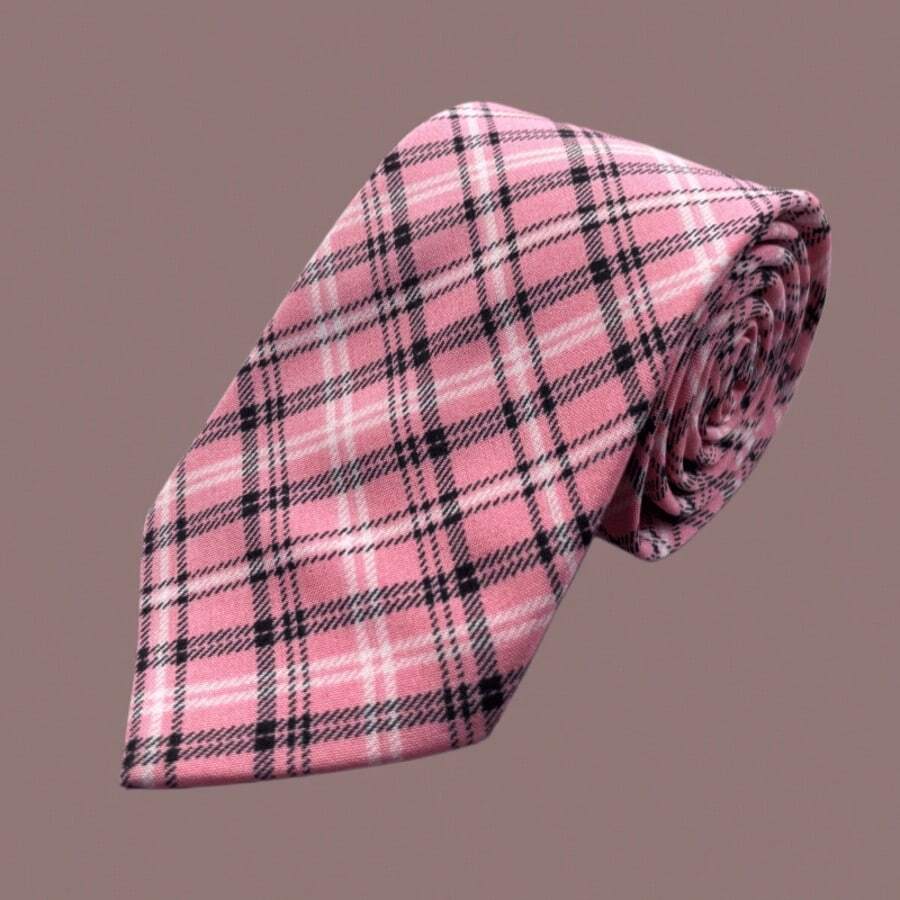 1PC Men's Pink Striped Preppy Tie Suitable For Daily Matching - Pink - View 1