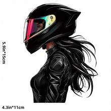 Cool Female Biker Car Sticker, Waterproof Anti‑Scratch Vinyl Decal, Fashion Motorcycle Rider Girl Sticker, Decor For Truck, Motorbike, Laptop, Water Bottle - A - View 10