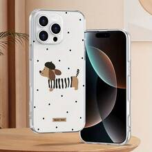 1 pieza Funda protectora de teléfono TPU con cobertura completa y diseño de patrón de perro salchicha transparente con efecto espacio - Multicolor - Ver 3